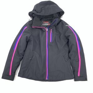 $270 Karbon Prism Insulated Ski Jacket Size 6 Black Pink Blue Coat Snowboarding
